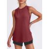 image:imageWomens Workout Tank Tops Lightweight Sleeveless Shirts for Women Loose Fit Tops for Athletic Running Tennis YogaRed Brown