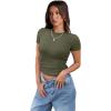 image:imageXIEERDUO Basic Tops for Women Short Sleeve Baby Tees 23 Pack Crew Neck T Shirts Slim Fit Tees3 Pack BlackWhiteArmygreen
