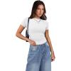 image:imageXIEERDUO Basic Tops for Women Short Sleeve Baby Tees 23 Pack Crew Neck T Shirts Slim Fit Tees3 Pack BlackWhiteArmygreen