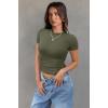 image:imageXIEERDUO Basic Tops for Women Short Sleeve Baby Tees 23 Pack Crew Neck T Shirts Slim Fit Tees3 Pack BlackWhiteArmygreen