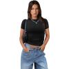 image:imageXIEERDUO Basic Tops for Women Short Sleeve Baby Tees 23 Pack Crew Neck T Shirts Slim Fit Tees3 Pack BlackWhiteArmygreen