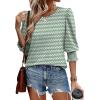 image:imageXIEERDUO Blouses for Women Dressy Casual 34 Length Sleeve Womens Tops with Smocked CuffsJzgreenstripe