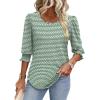 image:imageXIEERDUO Blouses for Women Dressy Casual 34 Length Sleeve Womens Tops with Smocked CuffsJzgreenstripe