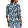 image:imageXIEERDUO Blouses for Women Dressy Casual 34 Length Sleeve Womens Tops with Smocked CuffsUblue Floral