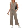 image:imageXIEERDUO Two Piece Lounge Sets for Women Summer Vacation Beach Travel Airport Outfits Casual Cruise Fashion 2026Coffee