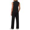 image:imageXIEERDUO Two Piece Sets for Women Summer Outfits Travel Mock Neck Lounge Sets Wide Leg Pants Beach Vacation ClothesBlack