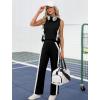 image:imageXIEERDUO Two Piece Sets for Women Summer Outfits Travel Mock Neck Lounge Sets Wide Leg Pants Beach Vacation ClothesBlackwhite
