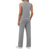 image:imageXIEERDUO Two Piece Sets for Women Summer Outfits Travel Mock Neck Lounge Sets Wide Leg Pants Beach Vacation ClothesGreywhite