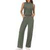 image:imageXIEERDUO Two Piece Sets for Women Summer Outfits Travel Mock Neck Lounge Sets Wide Leg Pants Beach Vacation ClothesOlive Green