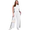 image:imageXIEERDUO Two Piece Sets for Women Summer Outfits Travel Mock Neck Lounge Sets Wide Leg Pants Beach Vacation ClothesWhiteblack
