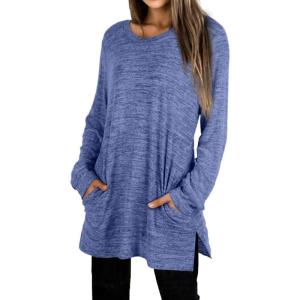 image:imageXIEERDUO Womens Casual Sweatshirts Long Sleeve Shirts Oversized With Pocket Tunic Tops S3XL100blue