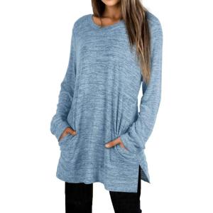 image:imageXIEERDUO Womens Casual Sweatshirts Long Sleeve Shirts Oversized With Pocket Tunic Tops S3XL104lakeblue