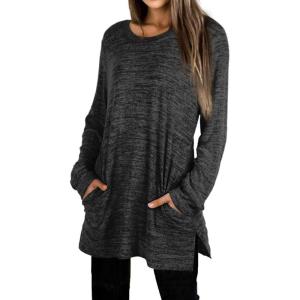 image:imageXIEERDUO Womens Casual Sweatshirts Long Sleeve Shirts Oversized With Pocket Tunic Tops S3XL106grey