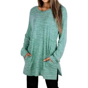 image:imageXIEERDUO Womens Casual Sweatshirts Long Sleeve Shirts Oversized With Pocket Tunic Tops S3XL107lakegreen