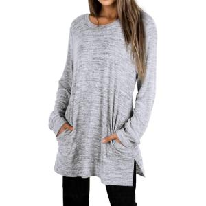 image:imageXIEERDUO Womens Casual Sweatshirts Long Sleeve Shirts Oversized With Pocket Tunic Tops S3XL109greywhite