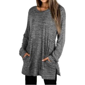 image:imageXIEERDUO Womens Casual Sweatshirts Long Sleeve Shirts Oversized With Pocket Tunic Tops S3XL112darkgrey