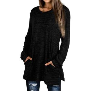 image:imageXIEERDUO Womens Casual Sweatshirts Long Sleeve Shirts Oversized With Pocket Tunic Tops S3XL113black