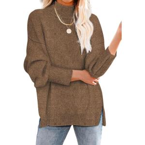 image:imageXIEERDUO Womens Turtleneck Long Sleeve Casual Loose Pullover Sweaters Tops