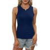 image:imageSummer Tops for Women 3 Pack Ribbed Summer Casual Sleeveless Crew Neck Solid Color Undershirt Black Grey Blue L