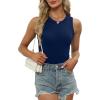 image:imageSummer Tops for Women 3 Pack Ribbed Summer Casual Sleeveless Crew Neck Solid Color Undershirt Black Grey Blue L