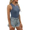 image:imageSummer Tops for Women 3 Pack Ribbed Summer Casual Sleeveless Crew Neck Solid Color Undershirt Black Grey Blue L