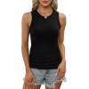 image:imageSummer Tops for Women 3 Pack Ribbed Summer Casual Sleeveless Crew Neck Solid Color Undershirt Black Grey Blue L