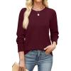 image:imageXIEERDUO Sweaters for Women Long Sleeve Shirts Round Neck Ribbed Knit Pullover Sweater Fashion ClothingBurgundy