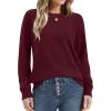image:imageXIEERDUO Sweaters for Women Long Sleeve Shirts Round Neck Ribbed Knit Pullover Sweater Fashion ClothingBurgundy
