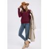 image:imageXIEERDUO Sweaters for Women Long Sleeve Shirts Round Neck Ribbed Knit Pullover Sweater Fashion ClothingBurgundy