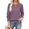 image:imageXIEERDUO Sweaters for Women Long Sleeve Shirts Round Neck Ribbed Knit Pullover Sweater Fashion ClothingGray Purple