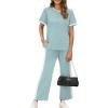 image:imageXIEERDUO Womens Side Slit Lounge Sets 2026 Fashion 2 Piece Travel Outfits Cozy Loungewear Wide Leg Tracksuits S3XLUnique Turquoise