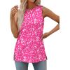 image:imageXIEERDUO Womens Tank Tops Crewneck Loose Fit Basic Casual Summer Side Split Sleeveless ShirtsIhot Pink Floral