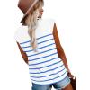 image:imageXIEERDUO Womens Tops Dressy Casual Summer Striped Shirts Cap Sleeve Tops Color Block Loose FitWhite Blue