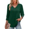 image:imageXIEERDUO Womens 34 Sleeve Tops with Buttons VNeck Summer Outfits Casual Blouses Shirts Beach Vacation Fall Clothes 2026Agreen