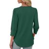 image:imageXIEERDUO Womens 34 Sleeve Tops with Buttons VNeck Summer Outfits Casual Blouses Shirts Beach Vacation Fall Clothes 2026Agreen