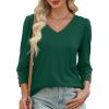 image:imageXIEERDUO Womens 34 Sleeve Tops with Buttons VNeck Summer Outfits Casual Blouses Shirts Beach Vacation Fall Clothes 2026Agreen