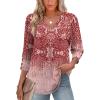 image:imageXIEERDUO Womens 34 Sleeve Tops with Buttons VNeck Summer Outfits Casual Blouses Shirts Beach Vacation Fall Clothes 2026Fblush Gradient