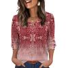 image:imageXIEERDUO Womens 34 Sleeve Tops with Buttons VNeck Summer Outfits Casual Blouses Shirts Beach Vacation Fall Clothes 2026Fblush Gradient