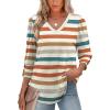 image:imageXIEERDUO Womens 34 Sleeve Tops with Buttons VNeck Summer Outfits Casual Blouses Shirts Beach Vacation Fall Clothes 2026Fcolorful Stripes