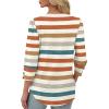 image:imageXIEERDUO Womens 34 Sleeve Tops with Buttons VNeck Summer Outfits Casual Blouses Shirts Beach Vacation Fall Clothes 2026Fcolorful Stripes
