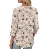 image:imageXIEERDUO Womens 34 Sleeve Tops with Buttons VNeck Summer Outfits Casual Blouses Shirts Beach Vacation Fall Clothes 2026Fkhaki Ink Floral