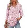 image:imageXIEERDUO Womens 34 Sleeve Tops with Buttons VNeck Summer Outfits Casual Blouses Shirts Beach Vacation Fall Clothes 2026Fpink Leopard