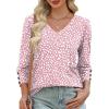 image:imageXIEERDUO Womens 34 Sleeve Tops with Buttons VNeck Summer Outfits Casual Blouses Shirts Beach Vacation Fall Clothes 2026Fpink Leopard