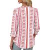 image:imageXIEERDUO Womens 34 Sleeve Tops with Buttons VNeck Summer Outfits Casual Blouses Shirts Beach Vacation Fall Clothes 2026Fred Floral Stripe