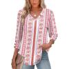 image:imageXIEERDUO Womens 34 Sleeve Tops with Buttons VNeck Summer Outfits Casual Blouses Shirts Beach Vacation Fall Clothes 2026Fred Floral Stripe