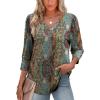image:imageXIEERDUO Womens 34 Sleeve Tops with Buttons VNeck Summer Outfits Casual Blouses Shirts Beach Vacation Fall Clothes 2026Fvintage Boho