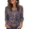 image:imageXIEERDUO Womens 34 Sleeve Tops with Buttons VNeck Summer Outfits Casual Blouses Shirts Beach Vacation Fall Clothes 2026Fvintage Floral