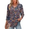 image:imageXIEERDUO Womens 34 Sleeve Tops with Buttons VNeck Summer Outfits Casual Blouses Shirts Beach Vacation Fall Clothes 2026Fvintage Floral