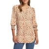 image:imageXIEERDUO Blouses for Women Dressy Casual 34 Length Sleeve Womens Tops V Neck T Shirts with Smocked CuffsLpink Orange Print