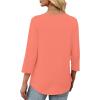 image:imageXIEERDUO Womens 34 Sleeve Tops 2026 VNeck Summer Outfits Casual Pleated Shirts Blouses Beach Vacation Spring ClothesAcoral